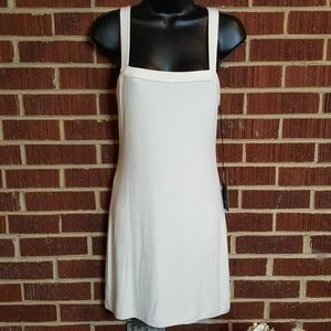 Privacy Please White Ribbed Square Chest Mini Slip Dress Casual Comfy Small
